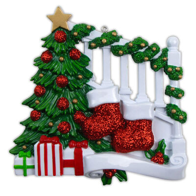 Bannister with 2 Stocking Personalized Christmas Decoration